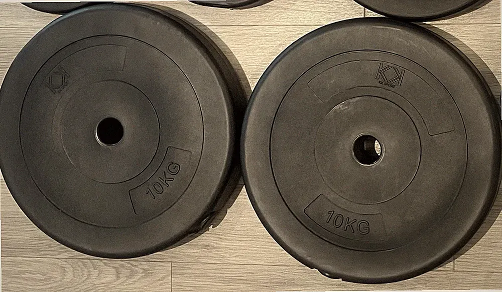 Hantelscheiben 1 Zoll Vinyl Hantelscheiben Langhantel Hantelset 10KG x 2
