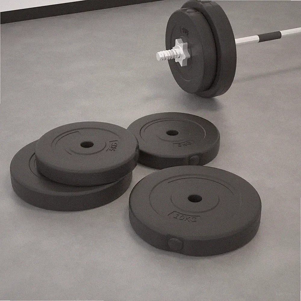 Hantelscheiben 30kg Zement kunststoffbeschichtet schwarz 31/26cm Loch 2,7cm 2x10+2x5 Set