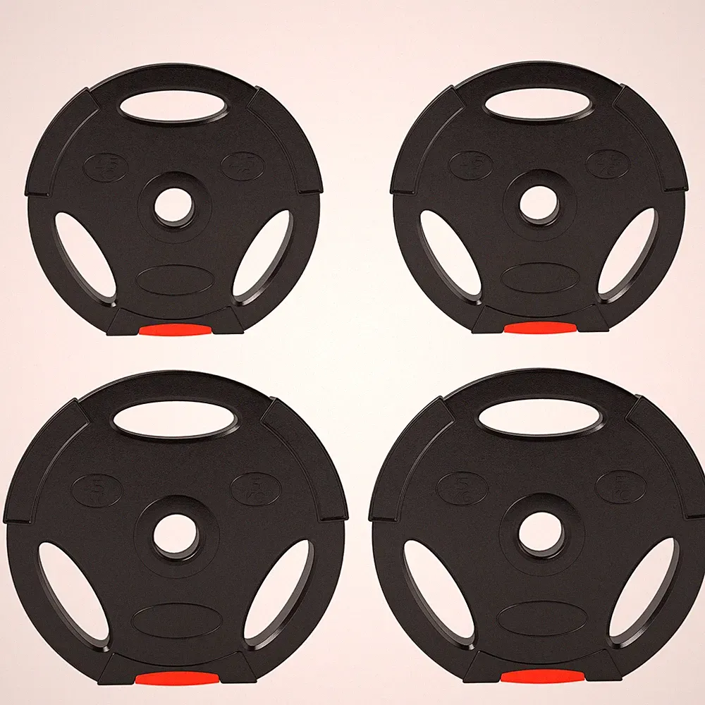 Hantelscheiben Set 15kg (2x5kg+2x2,5kg) schwarz Polypropylen Abdeckung 27x4,5cm 3Griffe