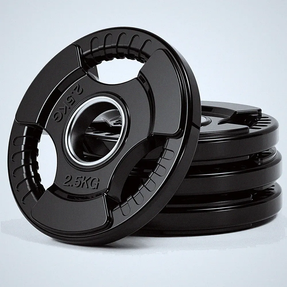 Hantelscheiben Set 50mm Ø Schwarz Gummi Edelstahl