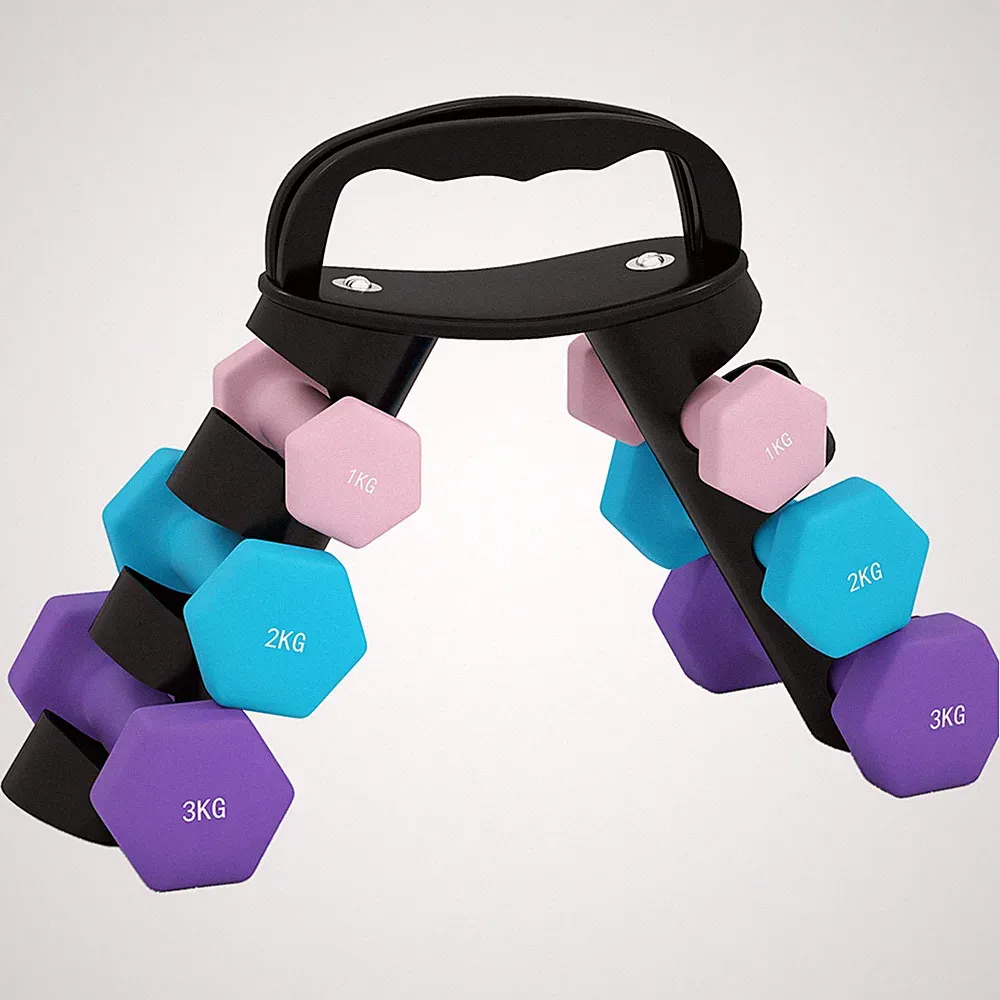 Hantelset 2x1/2x2/2x3kg rosa Metall-Kunststoff mit Ablage Kettlebell Convert Home!