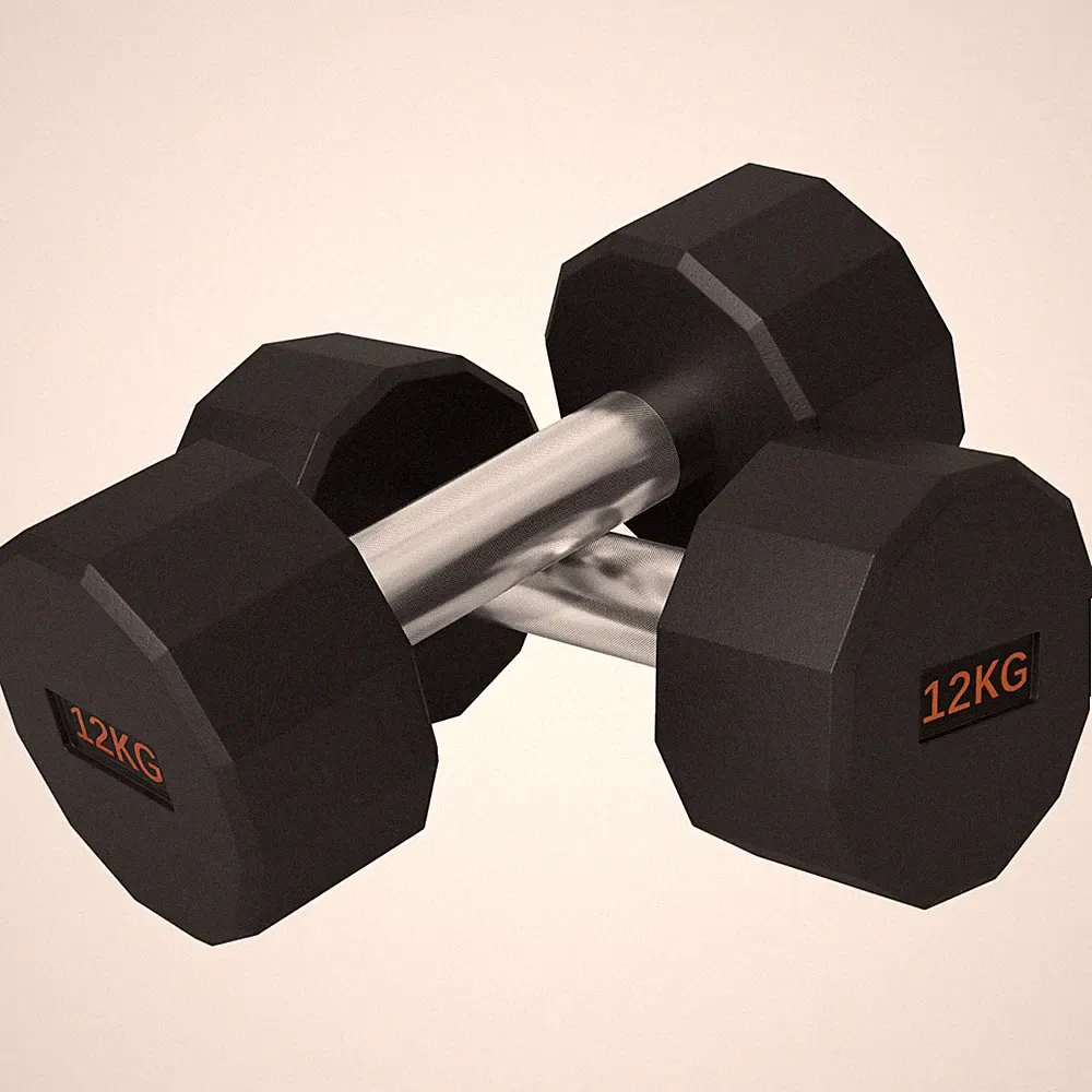 Hantelset 2x6kg schwarz und orange 12-seitig gummibeschichtet Metallkern 26x14x14cm