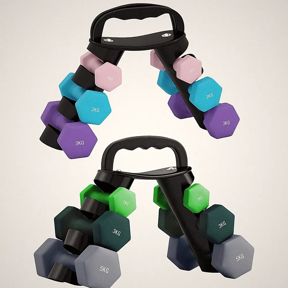 Hantelset mit Ablage 1kg 3kg 5kg Gewichte Kraft Home Gym Kettlebell Ständer