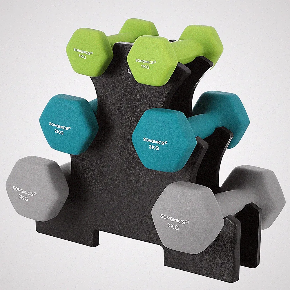 Hantelset Set mit Hantelständer Kurzhantel 2 x 1/ 2 /3 kg Krafttraining SYL612GN