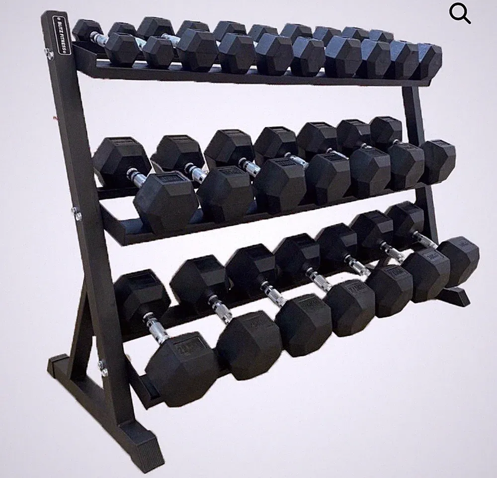 Hex Hantel 5-30kg Set mit 3 Ebenen Rack Ständer - 2,5kg Stufen - 11 Paar Set