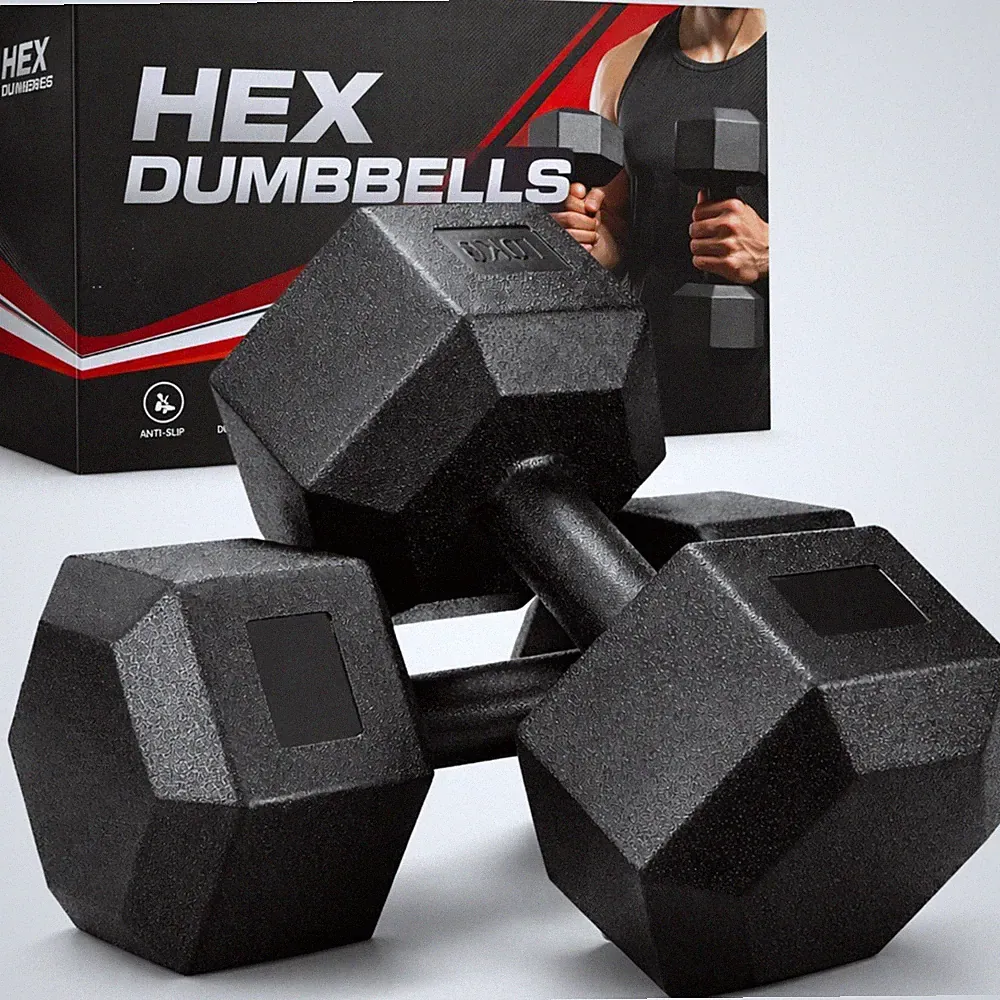 Hex Hanteln Paar Gummi ummantelt Gusseisen Gym Hantel Hand Gewichte Set