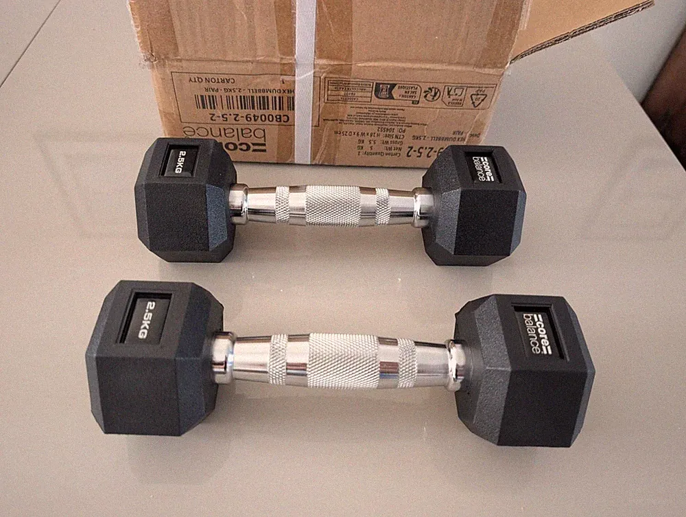 Hex Hanteln Set 2,5 kg Paar Gummi ummantelt sechseckig Gewichtheben Gym Hex