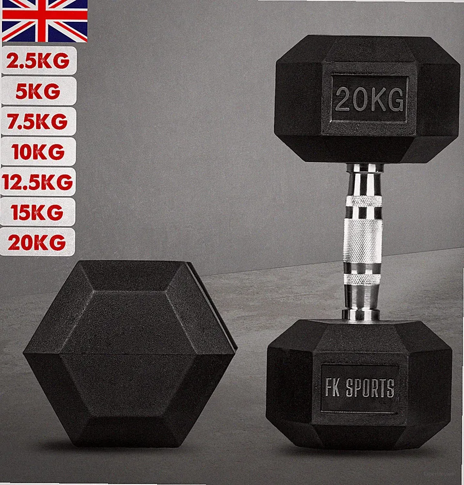 Hex Hanteln Set 2,5kg-30kg Paar Gewichte Gummi ummantelt Gusseisen sechseckig UK
