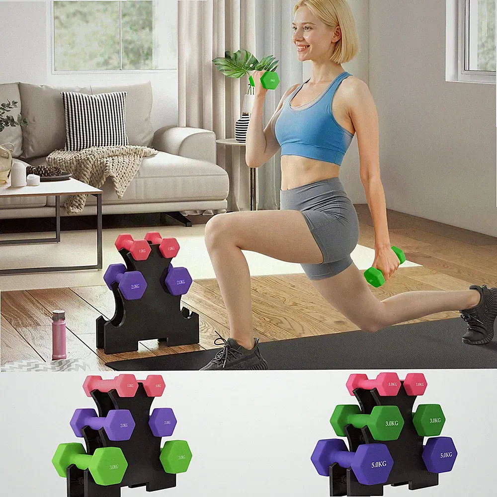 Hex Hantelset mit Hantelablage, 12kg/18kg