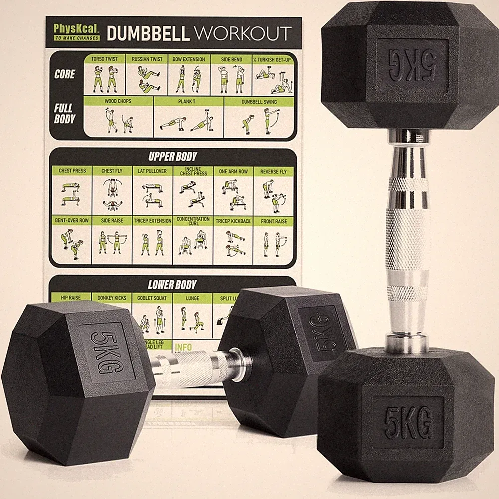 Hexagon Hanteln Poly Gummiert 2,5kg 30kg Kurzhantel Set Dumbbells Fitness