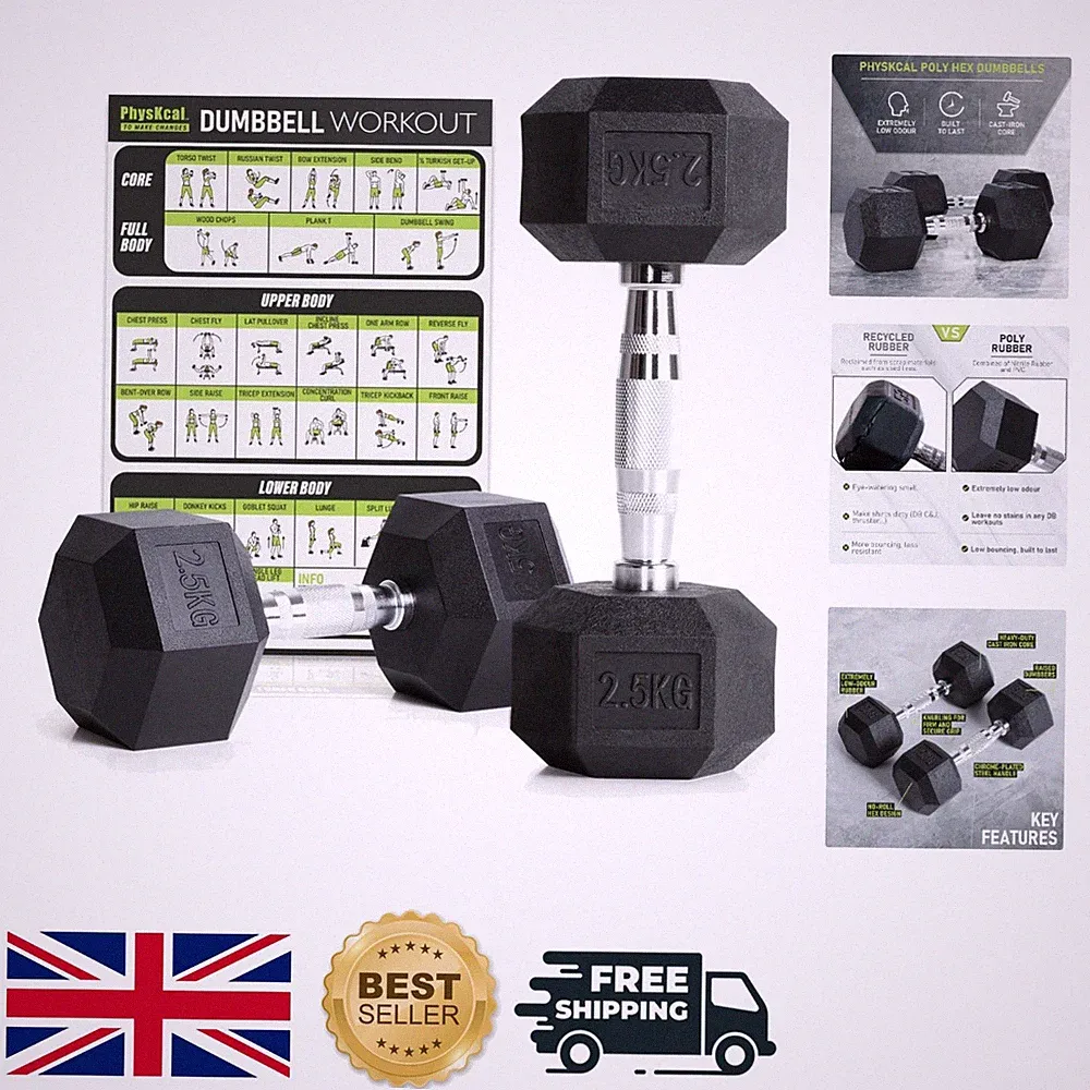Hochwertiges Encased Hex Hanteln Set (2,5KG-30KG) - Profi Ausrüstung