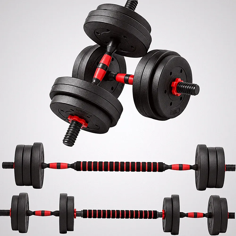 HOMCOM 15 kg verstellbare 2 in 1 Langhantel Hanteln Gewicht Set für Body Fitness