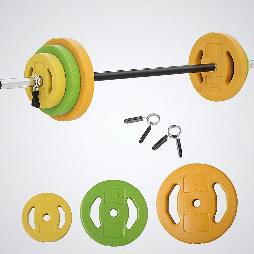 HOMCOM 20kg Gewichte Langhantel Set mit rutschfestem Griff für Krafttraining