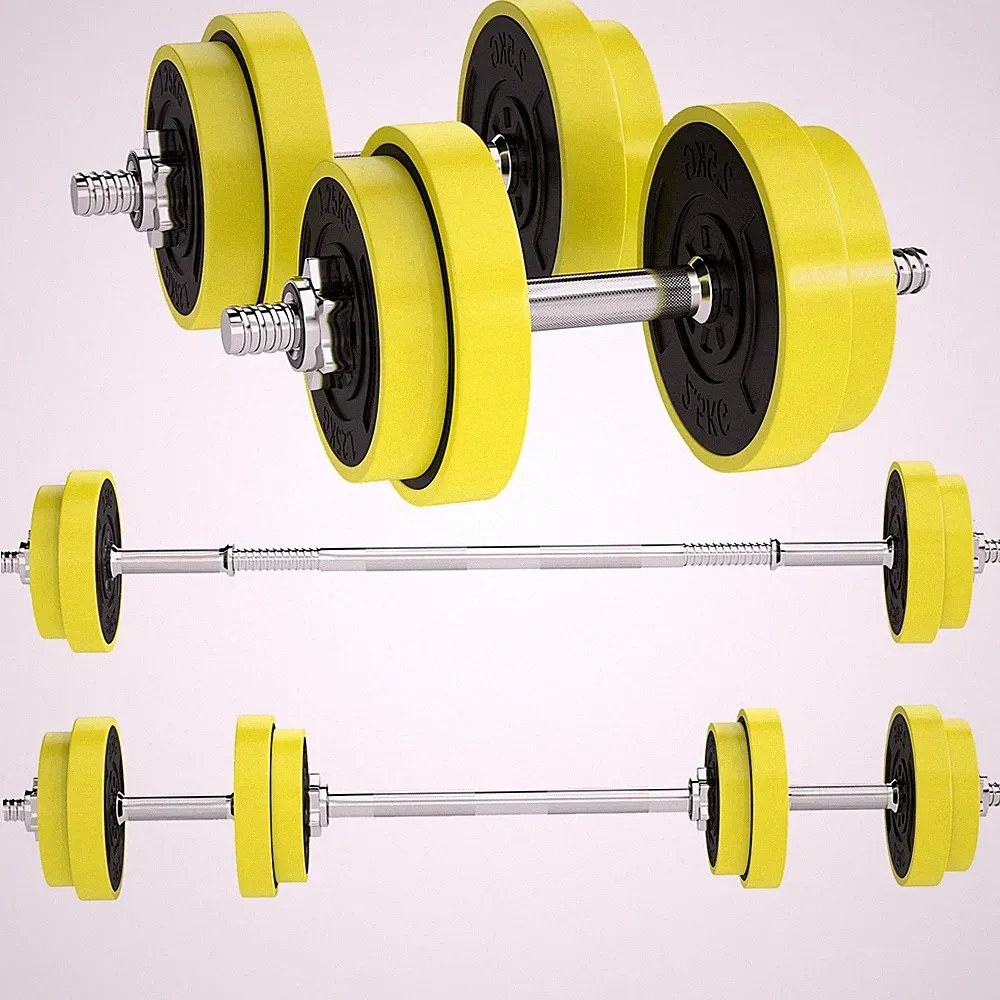 HOMCOM Verstellbare 20KGS Langhantel & Hantel Set für Home Gym, Gelb