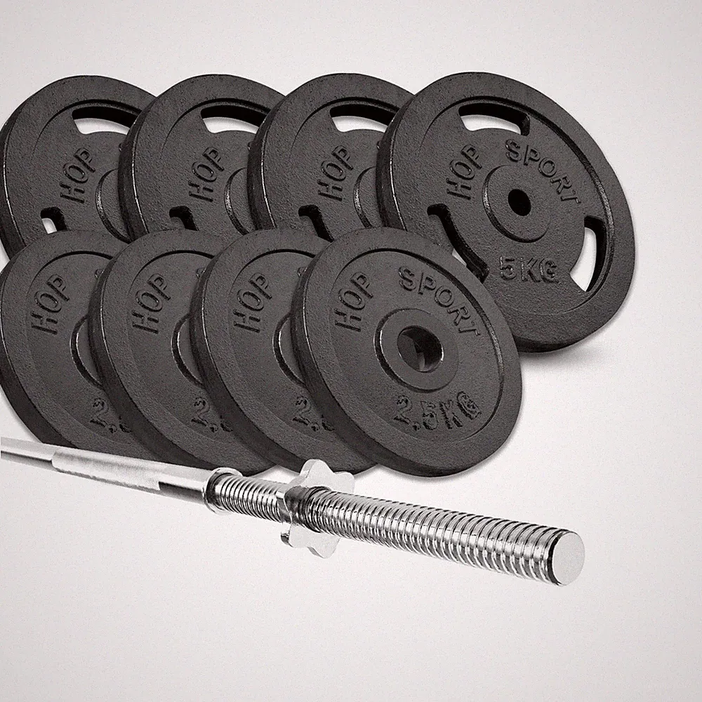 Hop-Sport 39 kg Gusseisen Langhantelset
