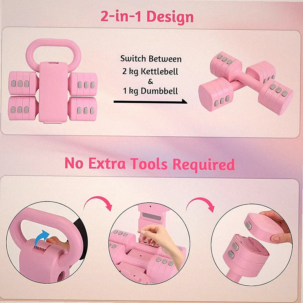 Kettlebell Set verstellbar 1 kg Pink