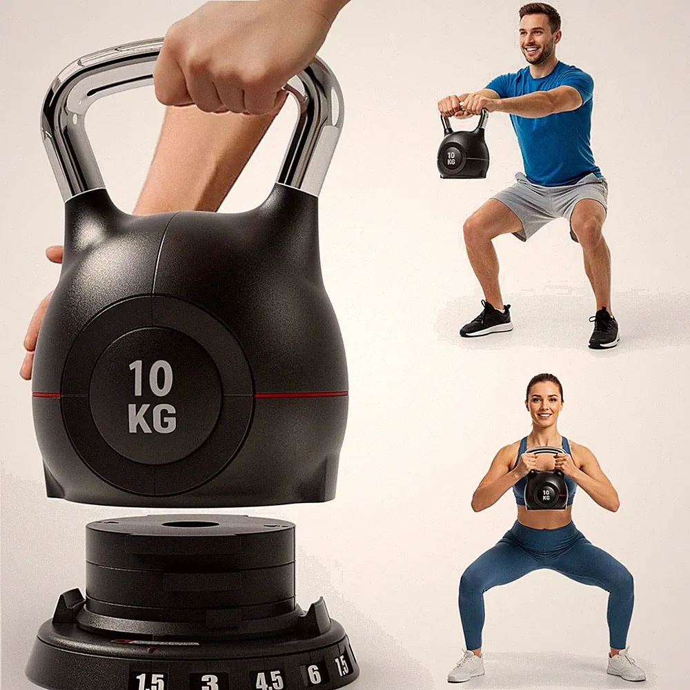 Kettlebell verstellbar 7-in-1 Gewichtsscheiben Hantelset Fitness Übungen
