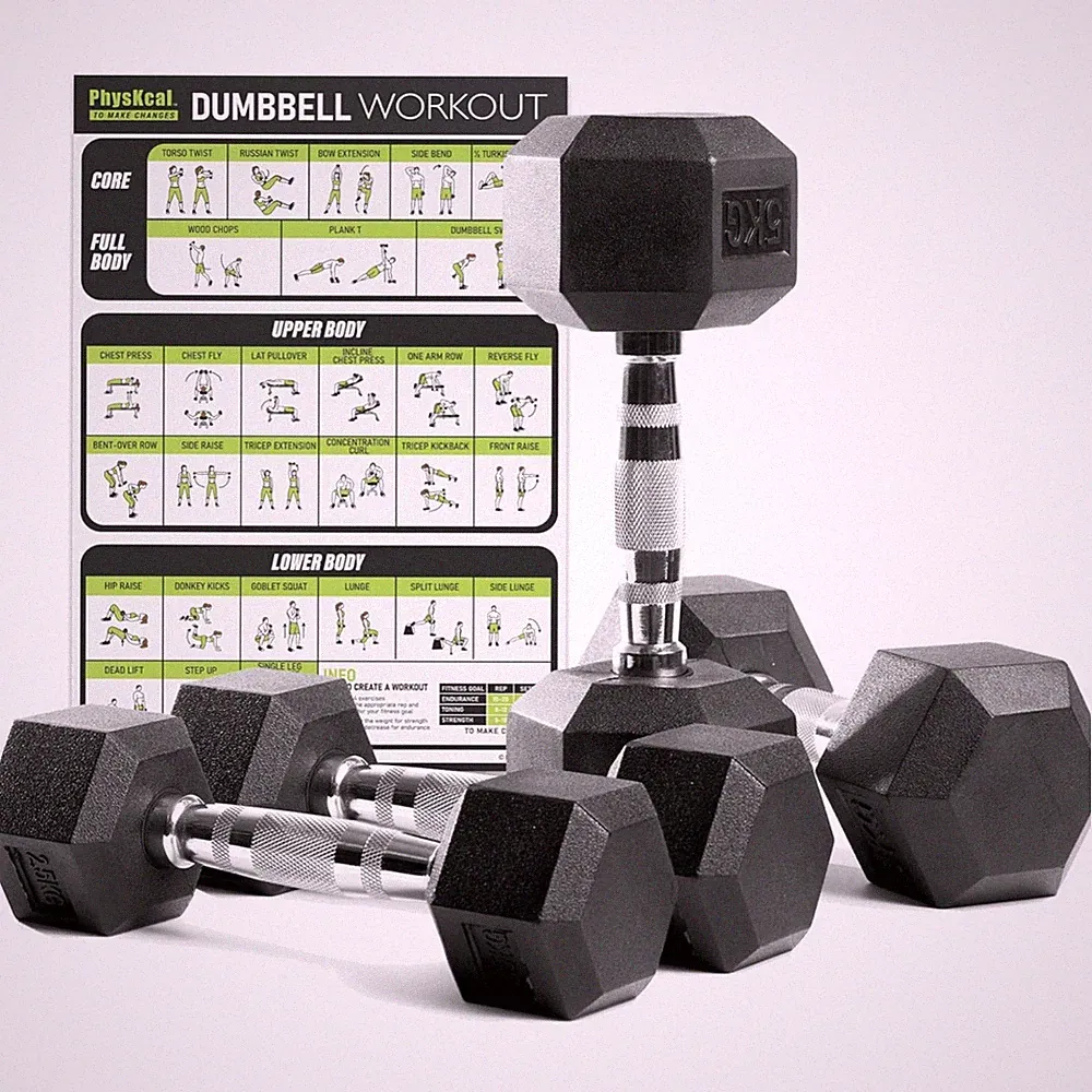 Kettlebells Gummihanteln 2,5kg 5kg Langhantel Set Körpertraining Fitness