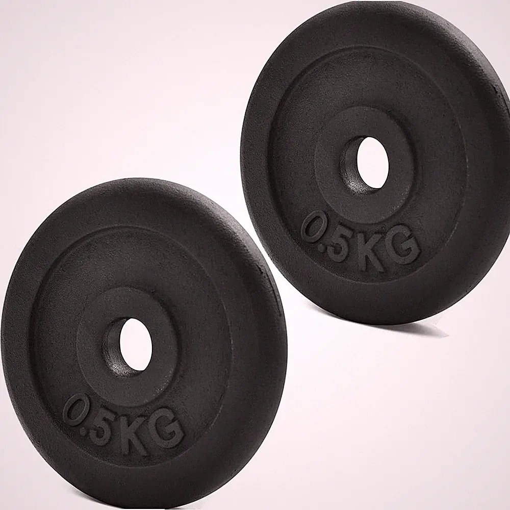 KK Gusseisen Hantelscheiben Set für 1 Zoll Langhantelstange 2 x 0,5 kg = 1 kg
