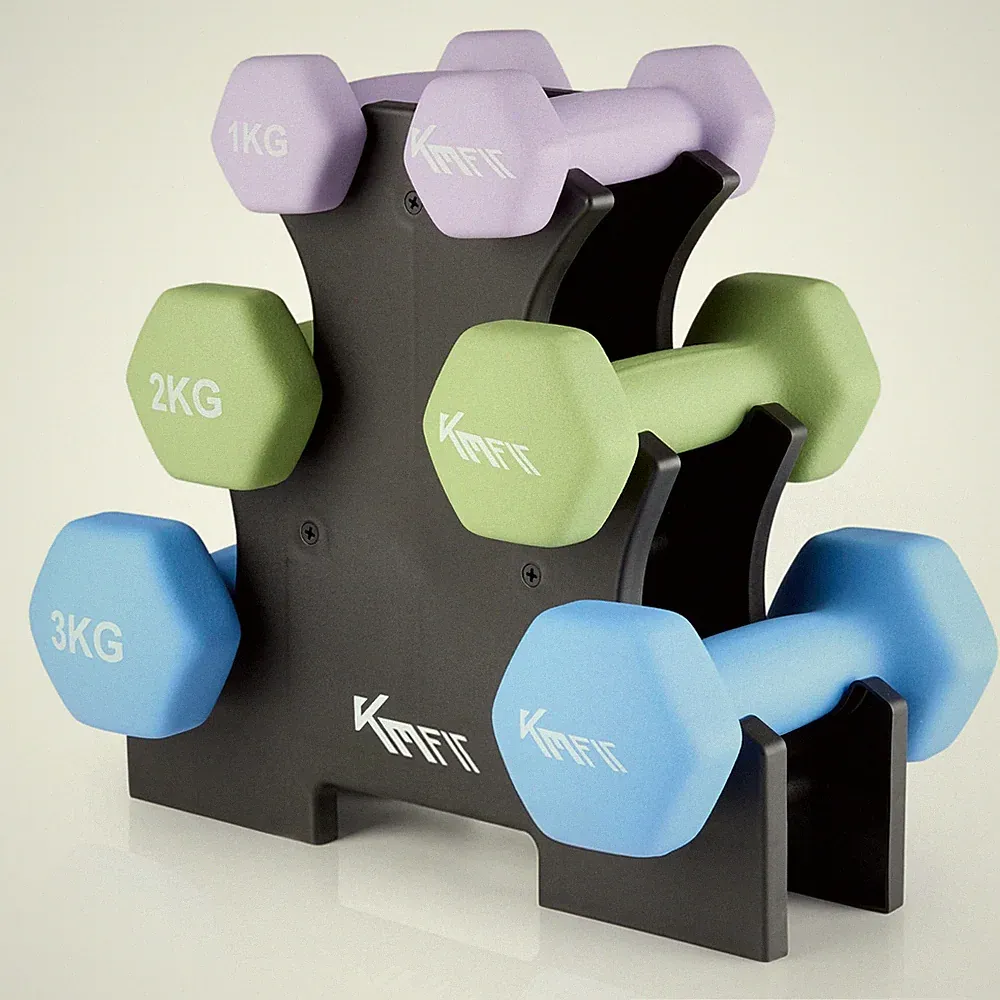 KM-Fit Hantelset 12 kg mit Ständer