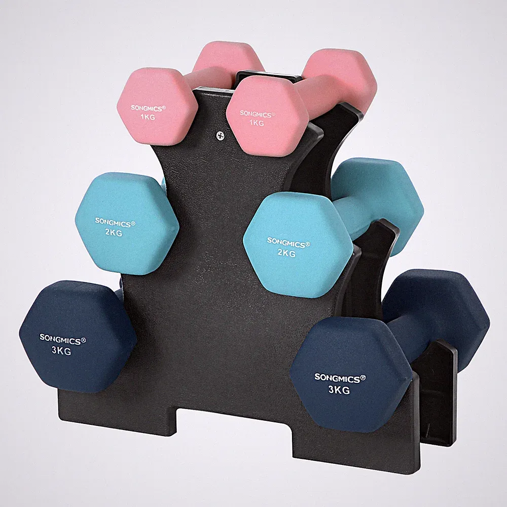 Kurzhantel Set Hantelset Hexagon mit Hantelständer 2x1kg, 2x2 kg, 2x3kg SYL612MK