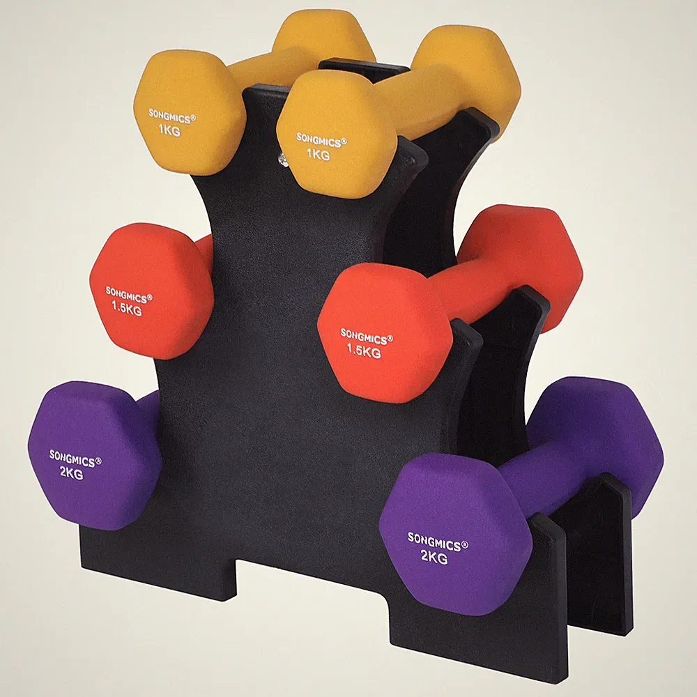 Kurzhantel Set Hexagon mit Hantelständer, 2 x 1/1,5/2 kg Krafttraining SYL69BK