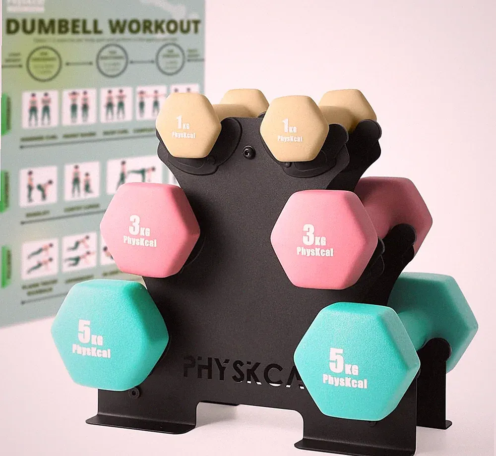 Kurzhantel Set Neopren mit Robustem Stahl Ständer Fitness Hanteln 2-10kg