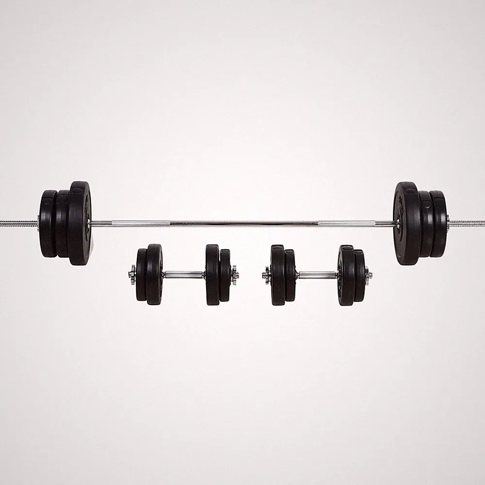Kurzhantel und Langhantel Set mit 65kg verstellbaren Langhantel Gewichten Set, für Home Gym