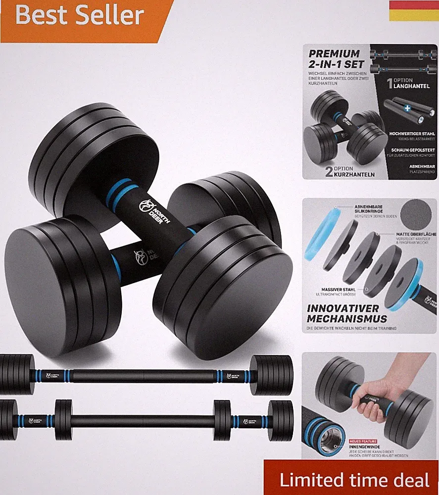 Kurzhanteln Langhanteln 10kg Set verstellbar Stahl Fitness Sport