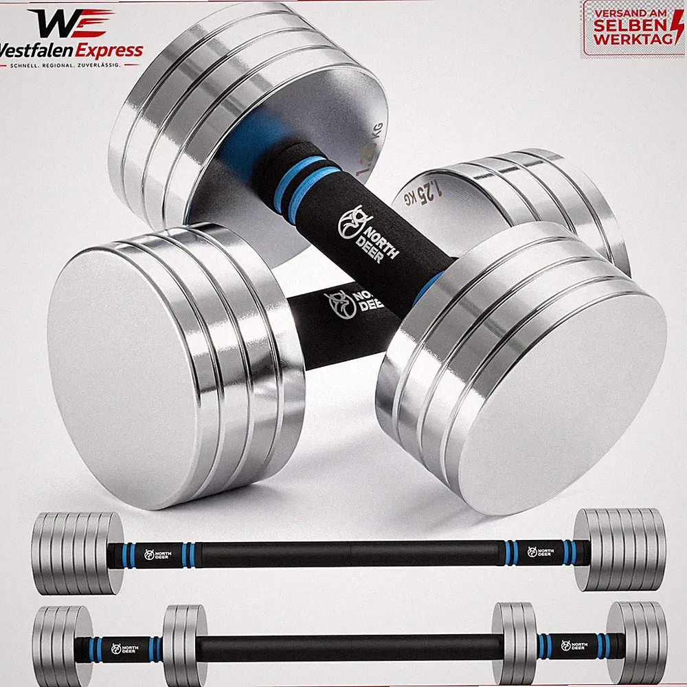 Kurzhanteln Langhanteln 2in1 Set Verstellbar Stahl 10kg 2er Set Fitness Hantel