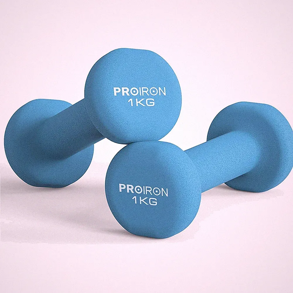 Kurzhanteln Set 2x 1kg Neopren Gusseisen Damen Sport Yoga Pilates Blau