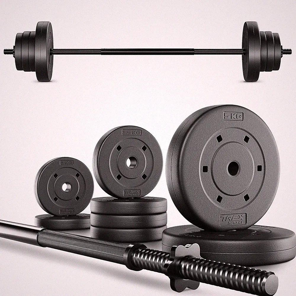 Langhantel Set 22 kg Hantelset mit Langhantelstange 120 cm TREX SPORT