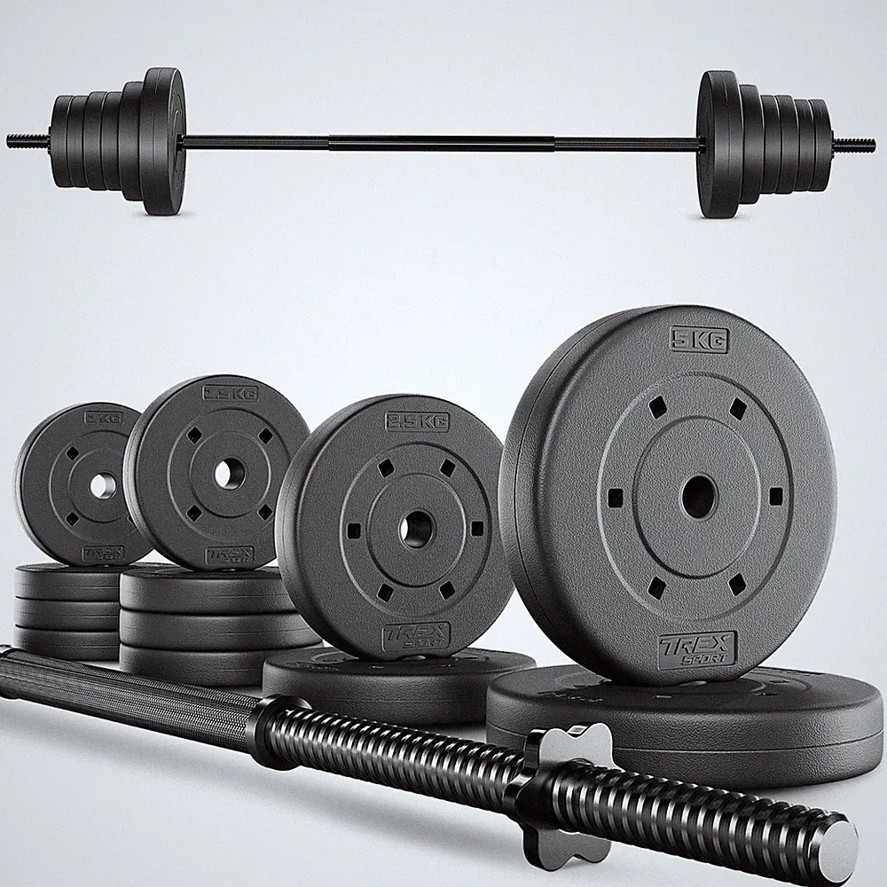 Langhantel Set 28 kg Hantelset mit Langhantelstange 150 cm TREX SPORT