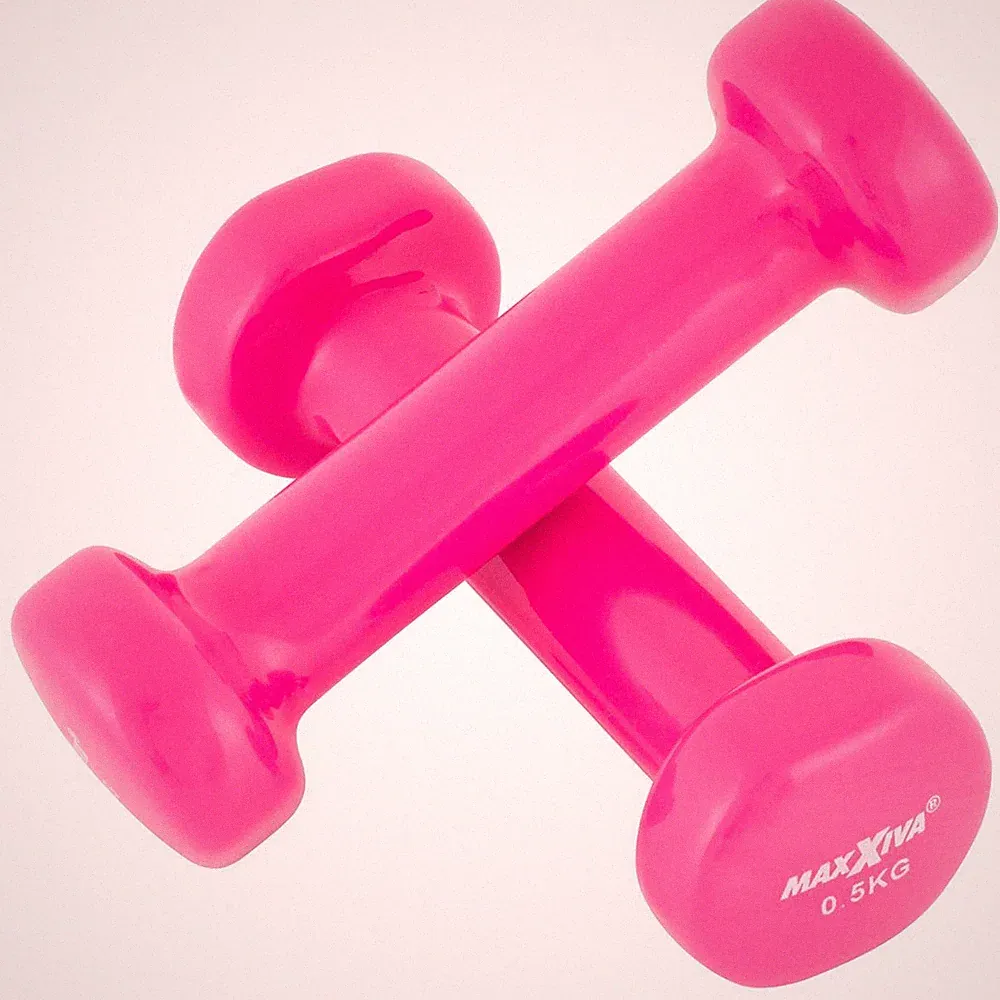 MAXXIVA 2 x 0,5 kg Hantelset Stahl Vinyl Kurzhanteln Fausthanteln Pink Fitness