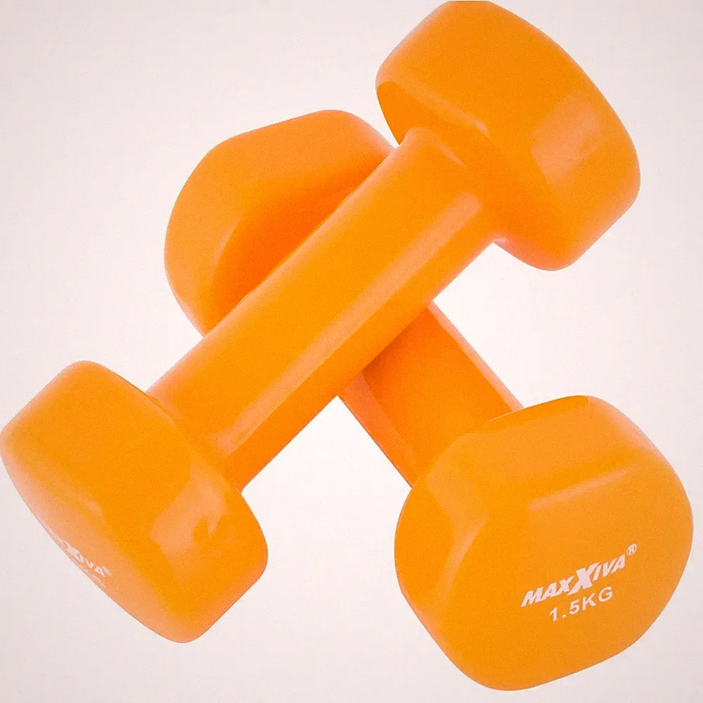 MAXXIVA 2 x 1,5 kg Hantelset Stahl Vinyl Kurzhanteln Fausthanteln Orange