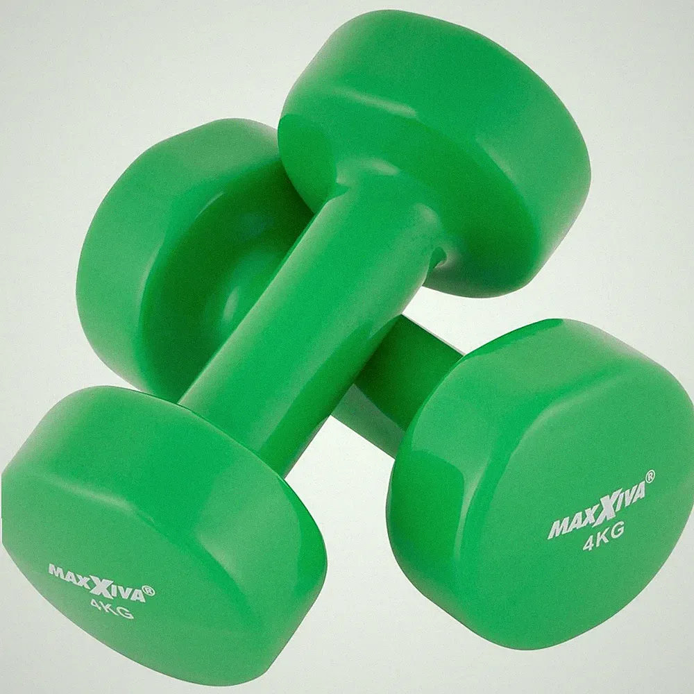 MAXXIVA 2 x 4,0 kg Hantelset Stahl Vinyl Kurzhanteln Fausthanteln Grün Gymnastik