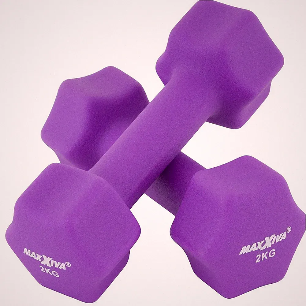 MAXXIVA Hantel-Set lila Neopren 2 x 2 kg Kurzhanteln Workout Fitness Gymnastik