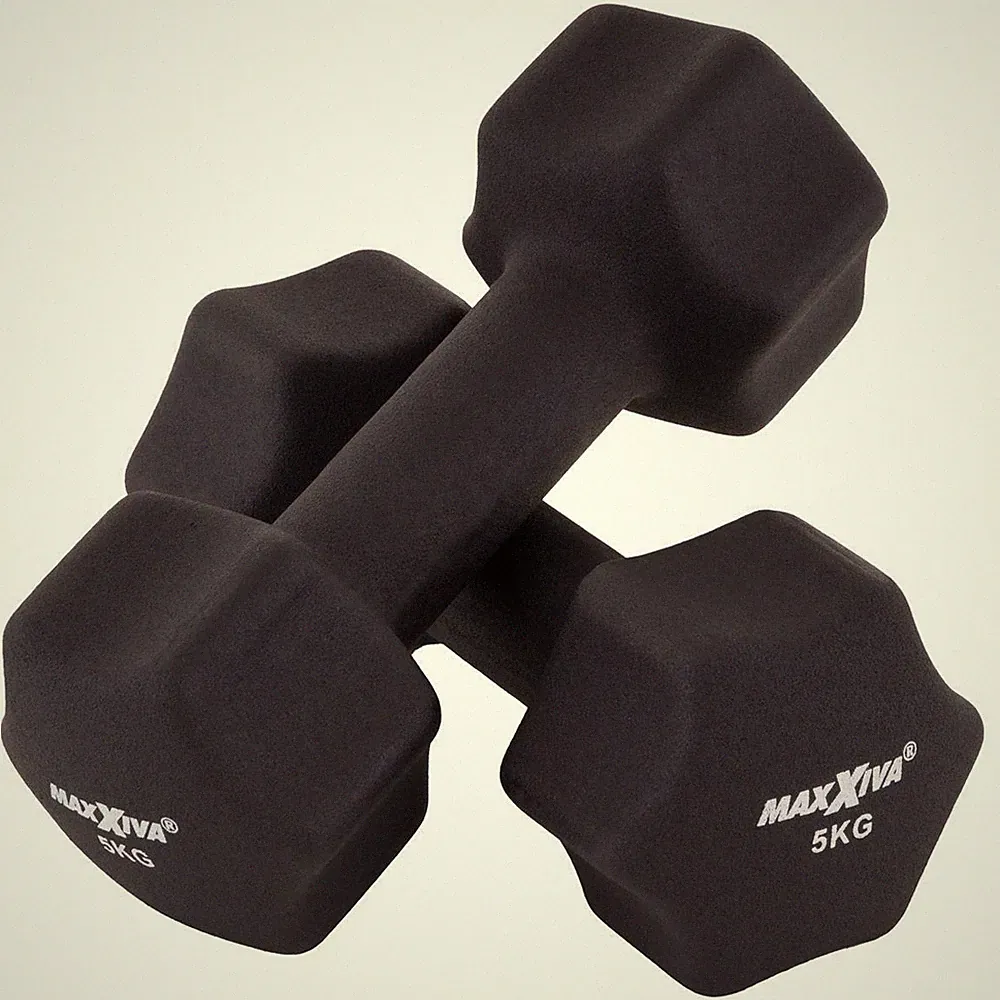 MAXXIVA Hantel-Set schwarz Neopren 2 x 5kg Kurzhanteln Fitness Gymnastik Fitness
