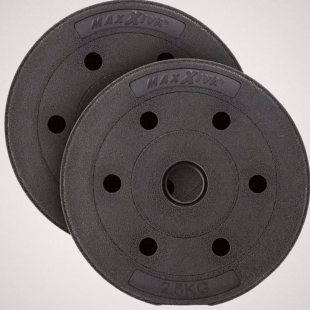 MAXXIVA Hantelscheiben-Set Zement 2x2,5kg Gewichte schwarz Gewichtsscheiben 5kg