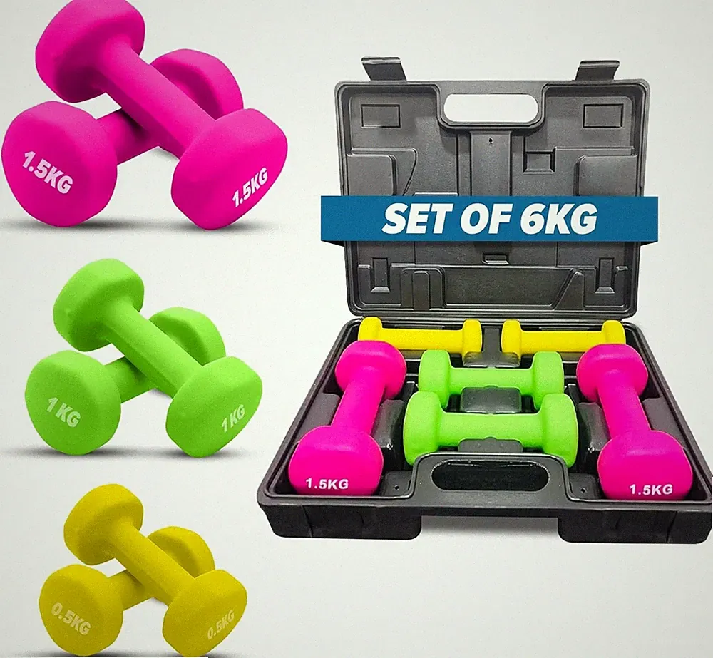 Neopren Hanteln Set - Anti-Roll Handgewichte mit Anti-Rutsch Griff mit Koffer