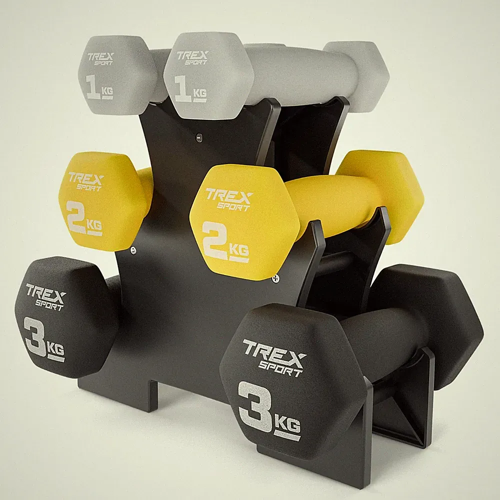 Neopren Hanteln Set mit Hantelständer Kurzhanteln 6er Set 12 kg TREX SPORT