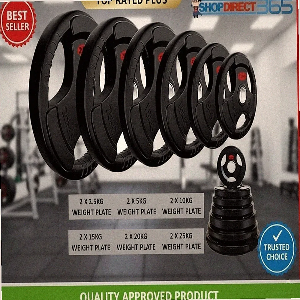 Neu Olympia Langhantel Hantelscheiben Set Gusseisen 2" Lochscheibe Hantel Gewichte UK