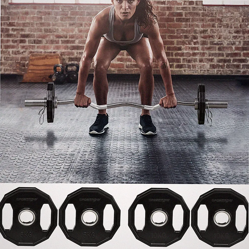 Olympia Hantelscheiben Set mit 2"/5cm Löchern für Home Gym, schwarz