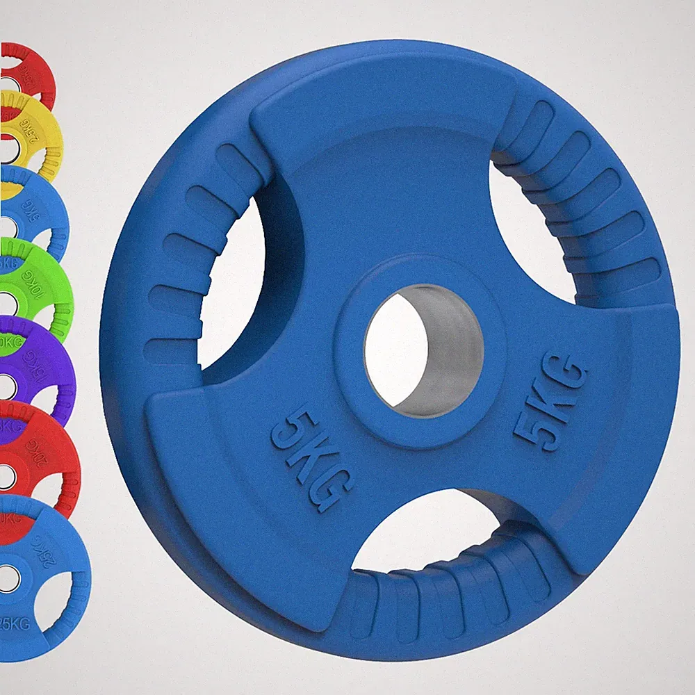 Olympia Tri-Grip Gummi Hantelscheiben Farbe Paar Sets 15 kg PAAR