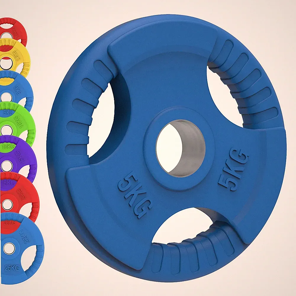 Olympia Tri-Grip Gummi Hantelscheiben Farbe Paar Sets 20 kg PAAR