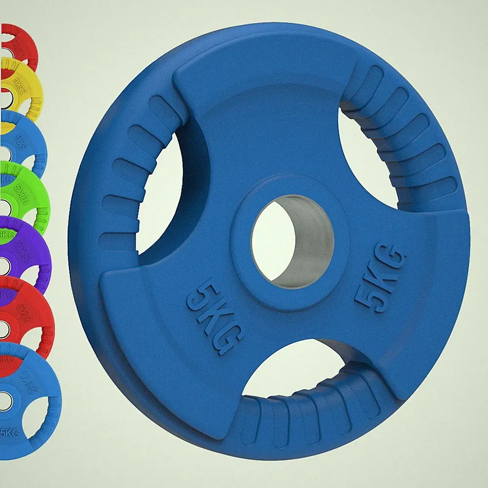 Olympia Tri-Grip Gummi Hantelscheiben Farbe Paar Sets 25 kg PAAR