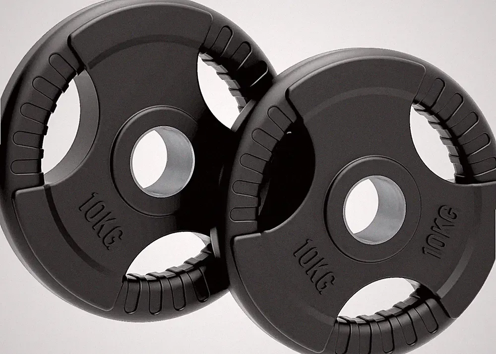 Olympia Tri-Grip Gummi Hantelscheiben schwarz Paar Sets 10 kg PAAR