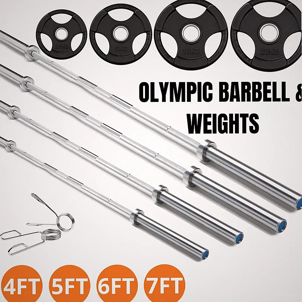 Olympic Langhantel 2" Gewichte Set 4 Fuß 5 Fuß 6 Fuß 7 Fuß Hantelscheiben Platten Kit Konvolut