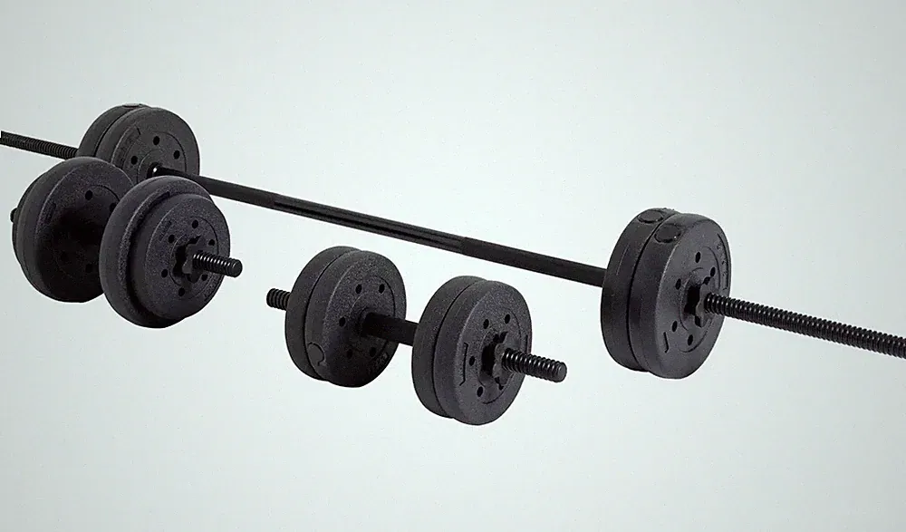Opti Vinyl Langhantel Hantel Gewichte Set - 25kg Gym, Fitness, Gewichtheben.