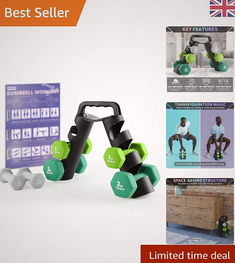 Physkcal 12kg Neopren Hantelset mit Aufbewahrungsablage - perfekt für Workouts